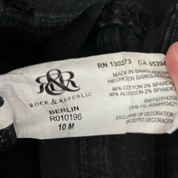 Rock and Republic Berlin Black Jeans Size 10 - Picture 7 of 8